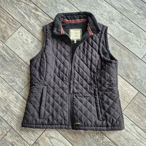 Joules Black Quilted Vest Gilet Fleece Lined Equestrian Jacket US Size 12